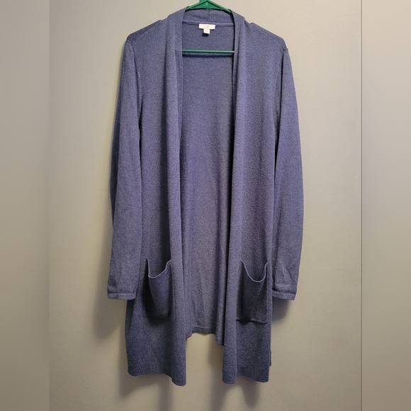 J.Jill Blue Long Open Front Cardigan Sweater Women’s Medium Soft Cozy Layer - Picture 2 of 5